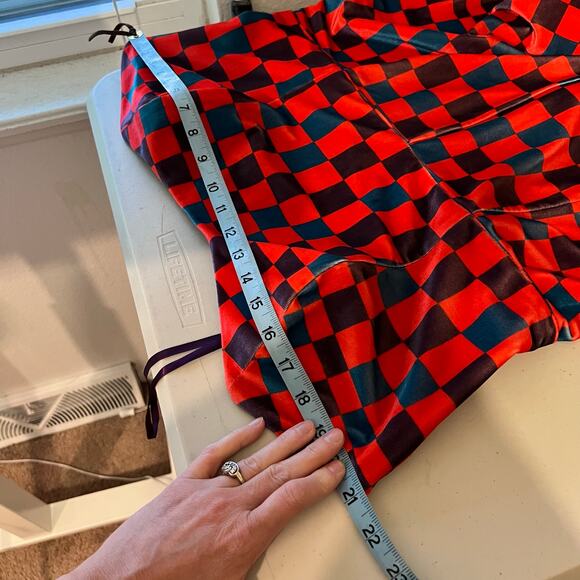 Hutch Velvet Check Bright Colored Wide Leg Strapless Jumpsuit Size 16W - Picture 14 of 16